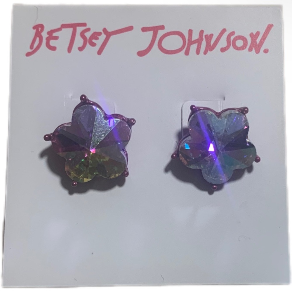 Betsey Johnson Purple Crystal Earrings.